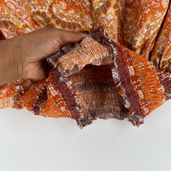 Rachel Zoe Boho Printed Batwing Gypsy Feminine Cottage Peasant Fall Crop Top - Picture 7 of 11